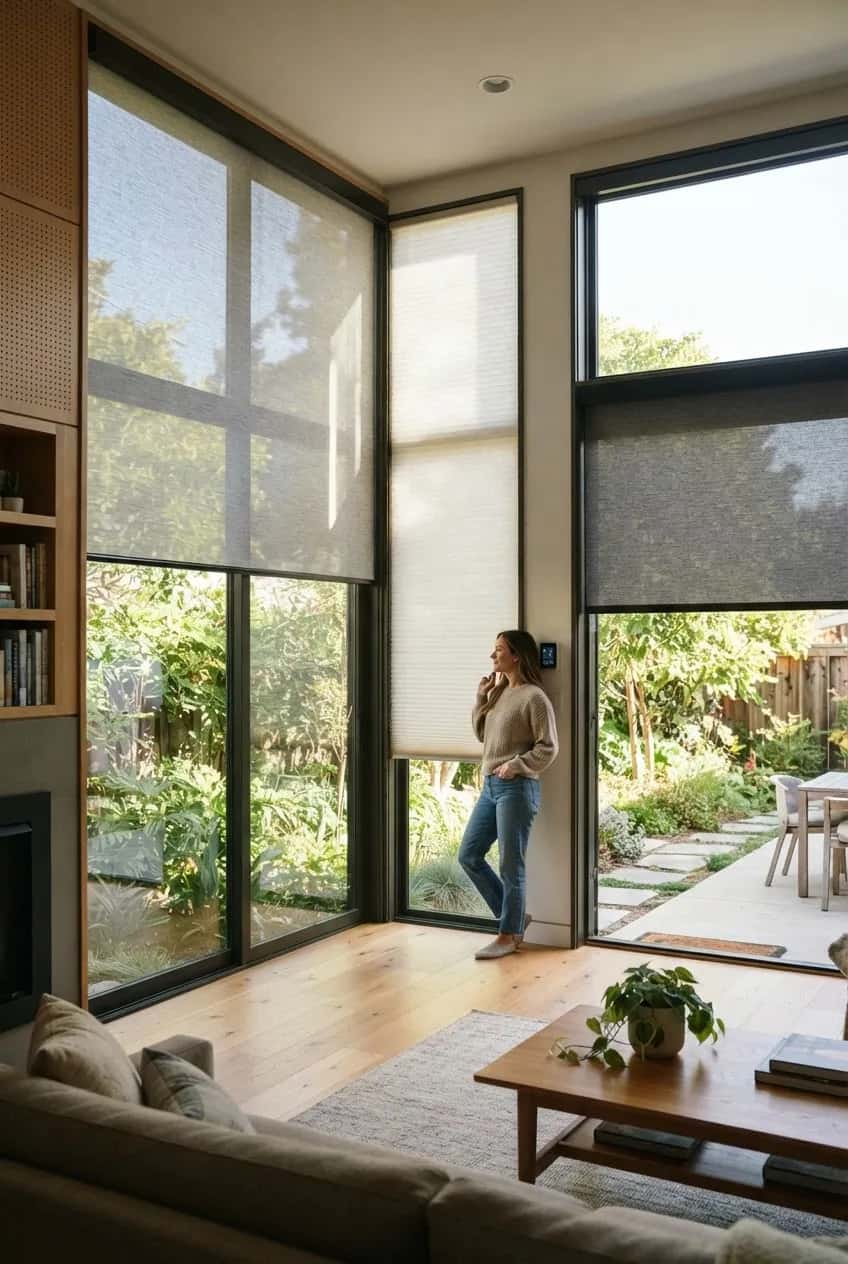 Woven wood shades in a modern room